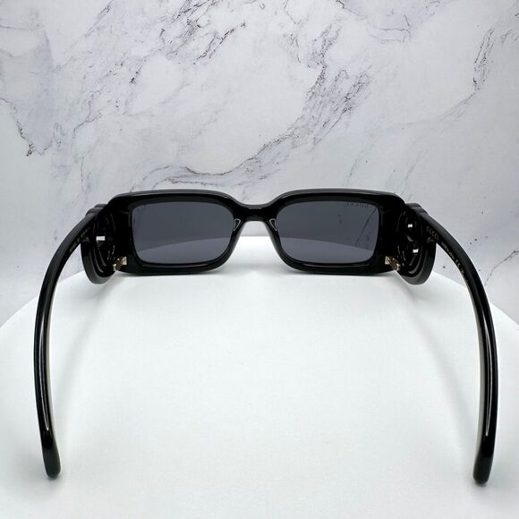 New Gucci Sunglasses Black Rectangle Square GG Logo Triple Black 54mm - Picture 16 of 16